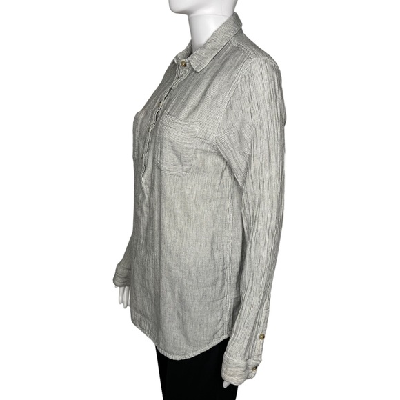 Marine Layer Stripe Quarter Button Up Long Sleeve L - Picture 4 of 6